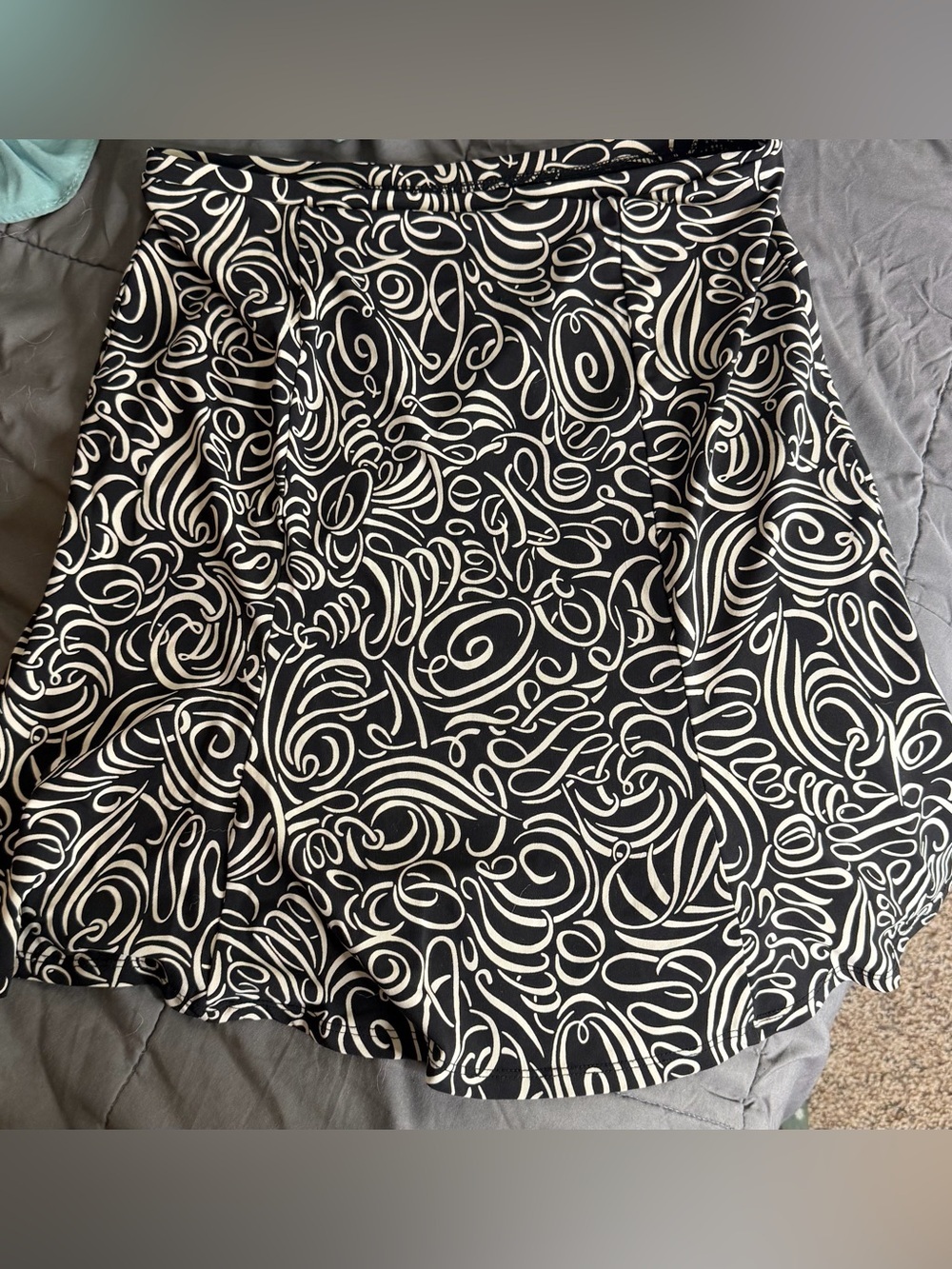 Express Black & White Swirl Skater Skirt